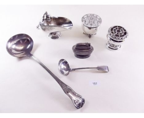 Various silver plated items including large ladle 