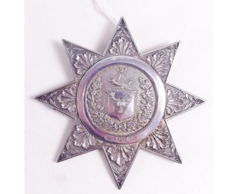 A silver Ancient Order of Foresters sash medal - London 1845 with stag and horn motif 