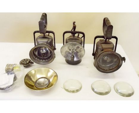 Two British Rail hand held lanterns and another hand held lamp etc.