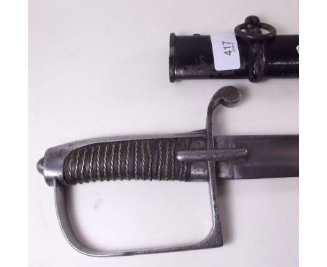 An early  19th century cavalry sabre with wire bound grip, the blade marked 'S & K' with metal scabbard