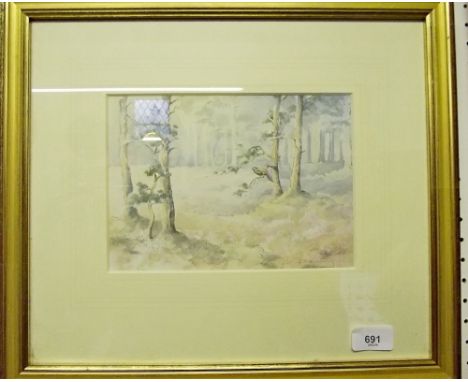 Jonathan Sainsbury - watercolour sketch for "Spirit of the Forrest", signed - 15 x 22cm (retailed William Marler Gallery) 