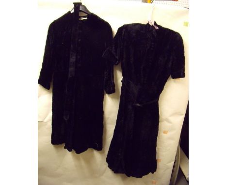 Two vintage black velvet dresses 
