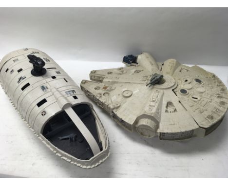A large quantity of vintage Star Wars Toys including Millenium Falcon, Mini rigs and various spare parts.