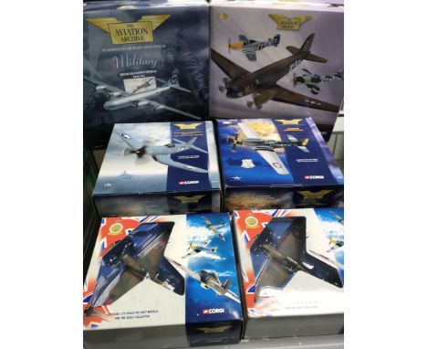 A collection of 10 boxed World War 2 Corgi Aviation Archive model aircraft.