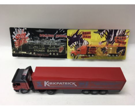 Two boxed Rolling Stones tour trucks (Urban Jungle, Europe 1990 & A Bigger Bang, 2005) together with an unboxed NZG, Kirkpatr