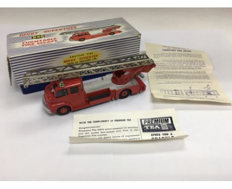 A boxed Dinky Supertoys Turntable fire escape vehicle with windows, number 956.