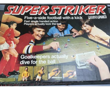 A collection of boxed football games including Super Striker, Wembley, Soccerama, Chad Valley soccer game ( only has one goal