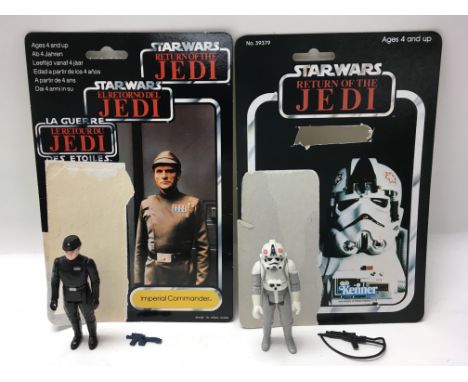 A collection of vintage Star Wars: Return of The Jedi figures all with original card backs including Imperial Commander, Impe