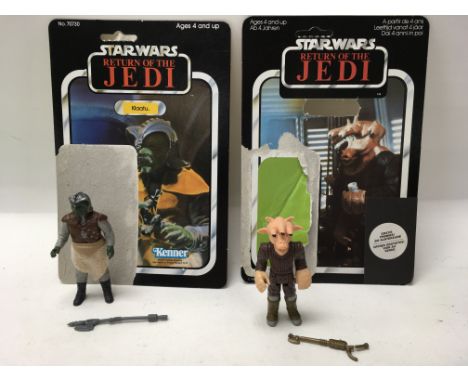 A collection of 5 vintage Star Wars: Return of The Jedi figures all with original card backs including Klaatu, Ree Yee’s, Nik