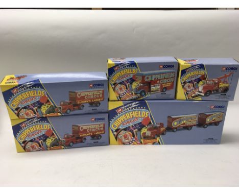 A large collection of boxed Corgi Classics “Chipperfields Circus” including the fire engine set (No. 31703) and the trailer a
