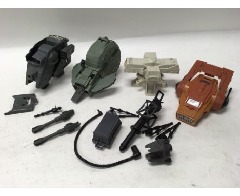 A collection of Mini Rigs including a Speeder Bike, an Endor Forest Ranger, Tripod Laser Cannon and various accessories.