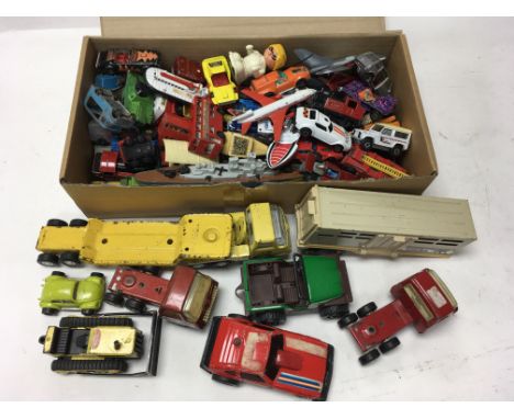 A collection of unboxed model vehicles including Matchbox 1:75, Superkings, Corgi, Tonka Toys, Hot Wheels etc.