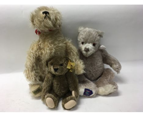 2 Merry Thought bears and a small Steiff Bear.