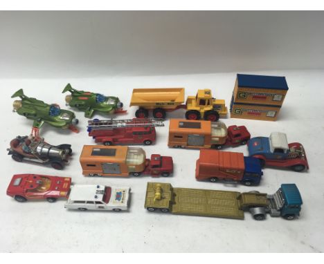 A collection of unboxed model vehicles including Dinky, Corgi, Matchbox, Tonka etc together with a Triang lorry containing a 