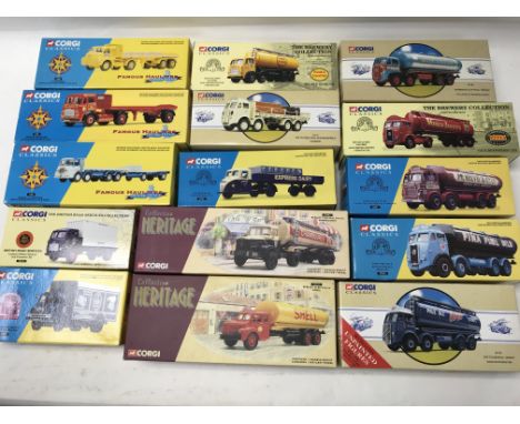 A large collection of boxed Corgi and Corgi Classics Tankers, Flatbeds, and other lorries.