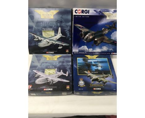 A collection of boxed Corgi Aviation Archive model aircraft including the Bristol Blenheim Mk 1.