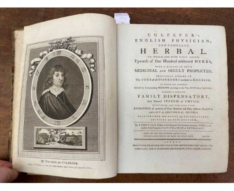 CULPEPER (N) Culpeper's English Physician and Complete Herbal. London: for the author, no date c.1800, small 4to, 2 vols. in 