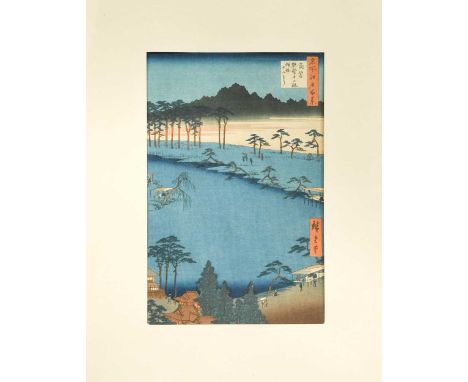 Hiroshige One Hundred Famous Views of Edoa group of nine coloured woodblock prints from the series, probably early 20th centu