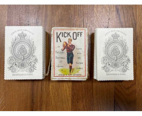 Card games. JAQUES & Son, London. Kick Off or Fireside Football, full set of coloured cards in pictorial box, early 20th cent