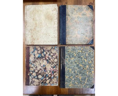 Two manuscript cookery books, circa 1830s and later, with indexes of recipes to the front, and a manuscript book of geometric