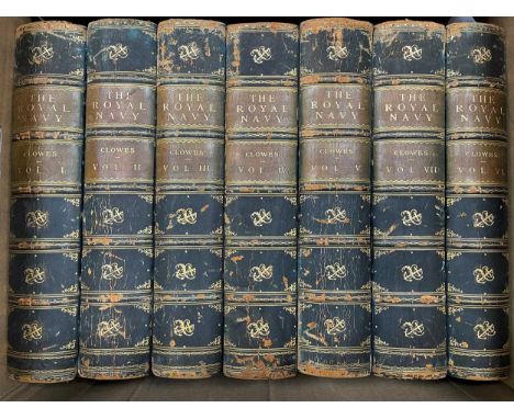 Bindings. CLOWES (W L) The Royal Navy, A History, 7 vols., 1897-1903, large 8vo, plates, light staining to titles and some pl