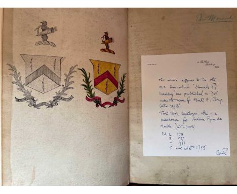 [PORNY (Mark)] A manuscript folio copy of part of Porny's Elements of Heraldry (published 1765), on laid paper watermarked 17