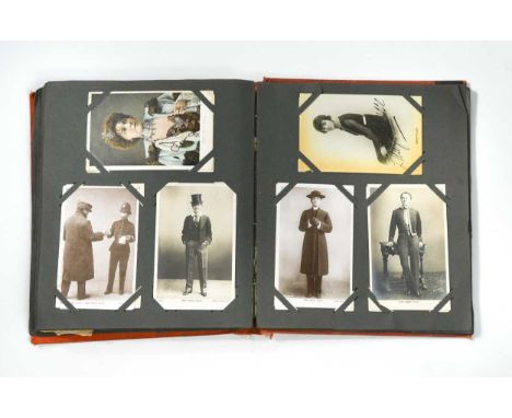 Album of postcards, theatre and music hall. Including Lily Langtry, Sarah Bernhardt, Ellen Terry (one is signed), Sir Henry I