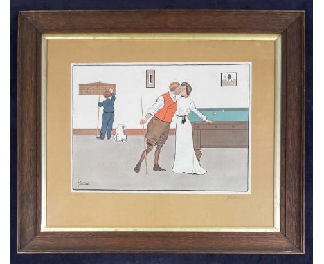 Lance Thackeray RBA (British, 1867-1916) A set of four prints, 'The Billiards Match'each numbered and hand-signed by the arti
