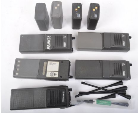A collection of five retro vintage 20th century circa 1980s Motorola police walkie-talkies. The lot comprising of model HT600