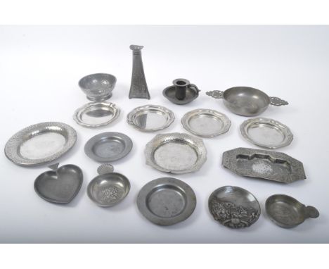 A collection of 19th century and later pewter pieces to include Knighthood, Argent, Unity, Civic, The Jewellers &amp; Silvers