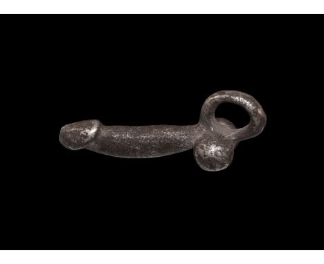 1st-2nd century AD. A substantial silver pendant of a phallus with loop to the rear. Cf. Boucher, S. Inventaire des Collectio