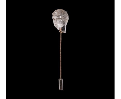 2nd-3rd century AD. A carved rock crystal model male head with neatly styled hair, squat nose, deep-set eyes; later made into