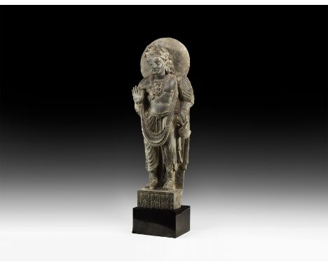 2nd-4th century AD.&nbsp;A substantial youthful and benign grey schist statue of the&nbsp;bodhisattva&nbsp;Avalokiteshvara on