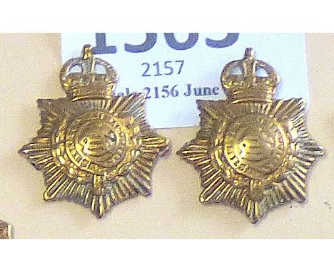 British WWI Army Service Corps Collar badges (1902-1919), an excellent matching pair, service use.