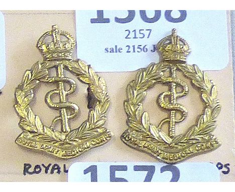 British WWII Royal Army Medical Corps, KC Collar badge pair. Nice matching pair