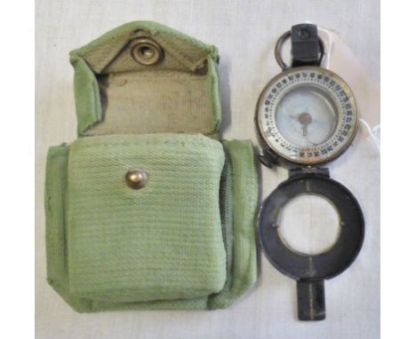 British WWII Military Compass, made T.G. Co Ltd, London, No. B11745, 1939 MK III, in original webbing carry pouch