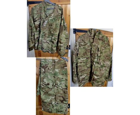 British Army 1990s uniform including: Service camo Jacket with Colonels rank slip, MTP PCS Woodland camo field military jacke