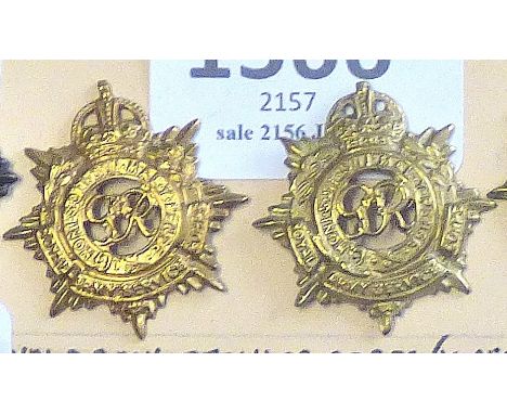 British WWII Royal Army Service Corps Collar badges, (KGVI) (Brass, lugs) 