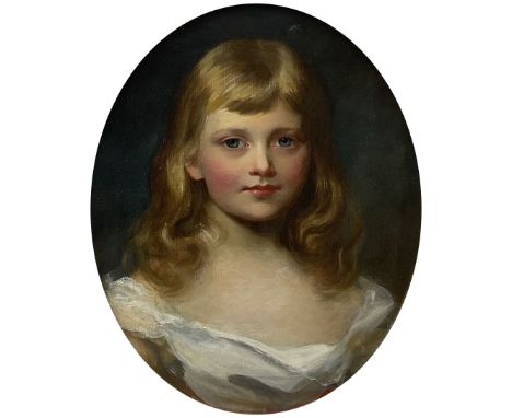 Henry Weigall Jnr. (British 1829-1925): 'Prince Adolphus of Teck'  oval bust portrait aged 4 1/2, oil on canvas, inscribed an