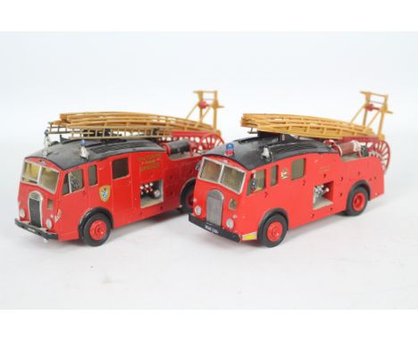 RSH Models - 2 x white metal Dennis Fire Engines in 1:48 scale, one in Manchester Fire Brigade livery and the other in Wiltsh