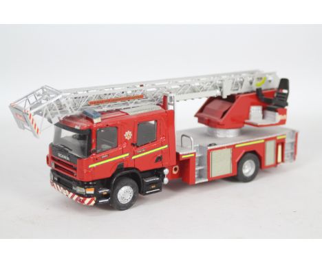 Fire Brigade Models - A white metal Scania Metz 100 Foot Turntable Ladder in Lothian And Borders Fire Brigade livery in 1:48 