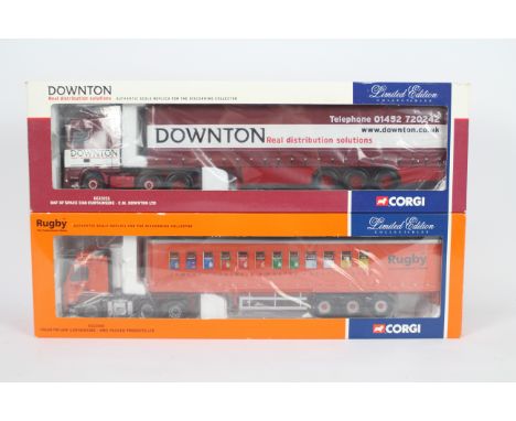 Corgi - Two boxed 1:50 scale Limited Edition diecast trucks from Corgi. Lot consists of CC13211 DAF XF Space Cab Curtainside 