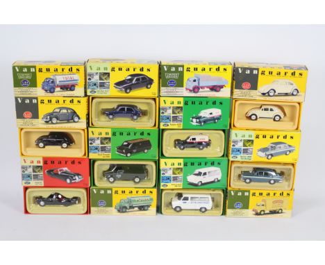 Vanguards - 12 boxed diecast model vehicles by Vanguards. Lot includes Vanguards VA04406 Austin A60 Cambridge 'Persian Blue &