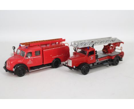 Signature Series - 2 x unboxed Fire Engines in 1:43 scale, a 1944 Mercedes Benz L4500F ladder engine and a 1961 Magirus-Deutz