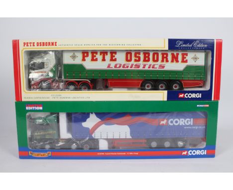 Corgi - Two boxed 1:50 scale Limited Edition diecast trucks from Corgi. Lot consists of CC13709 'Hauliers of Renown' Scania R