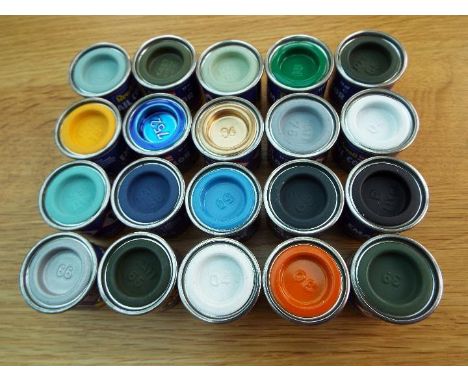 Revell Enamel Paints - A quantity of 20 Email Color 14 ml enamel paint tins of assorted colors and finishes for model buildin