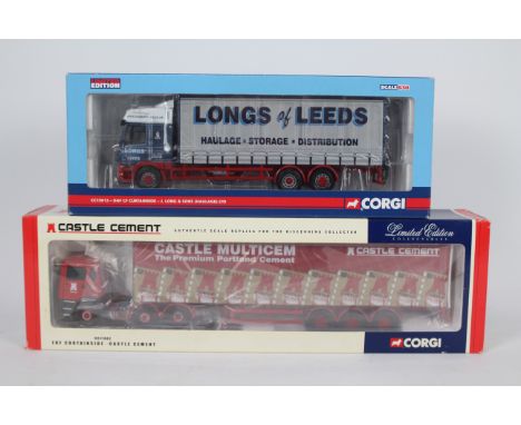 Corgi - A brace of boxed 1:50 scale Limited Edition diecast trucks from Corgi. Lot consists of CC11902 ERF Curtainside 'Castl