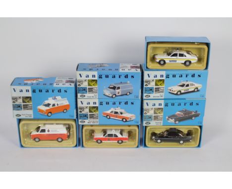 Vanguards - Five boxed diecast 1:43 scale 'Police' vehicles from Vanguards. Lot includes VA04105 Ford Cortina Mk.II 1600GT 'L