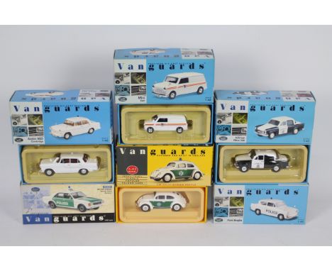 Vanguards - Six boxed diecast 1:43 scale 'Police' vehicles from Vanguards. Lot includes Va Hillman Minx IIIA 'Salford City po