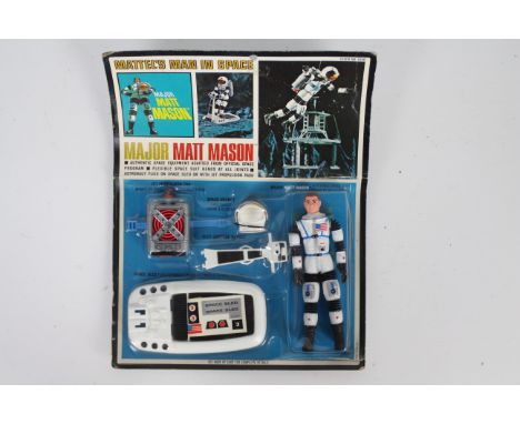 Mattel - Man In Space - A rare unopened 1966 dated Major Matt Mason carded figure with space sled, jet pak and other accessor